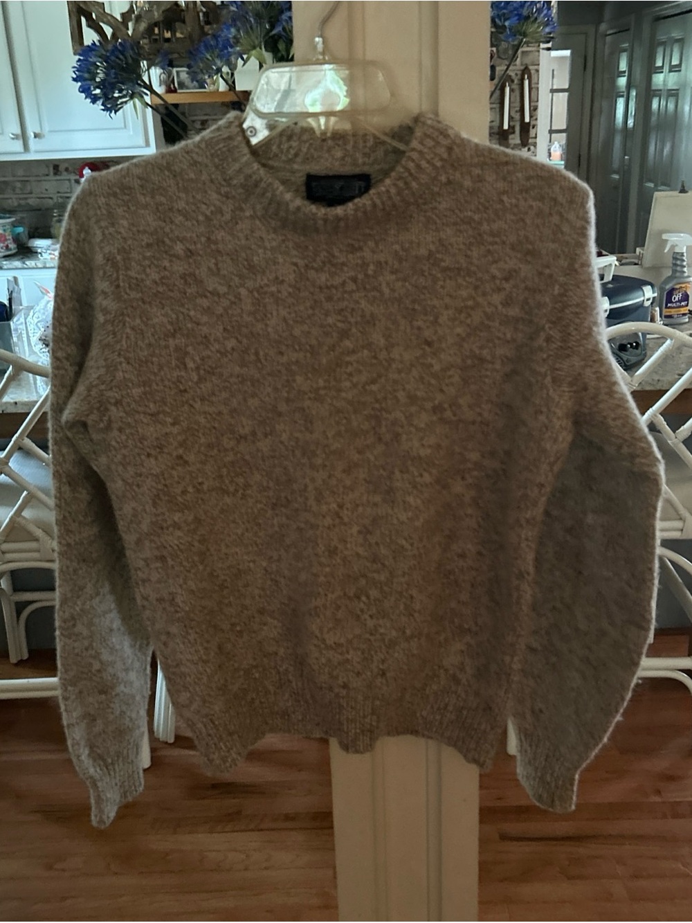 Lands' End Women's Crewneck Sweater in Heather Taupe